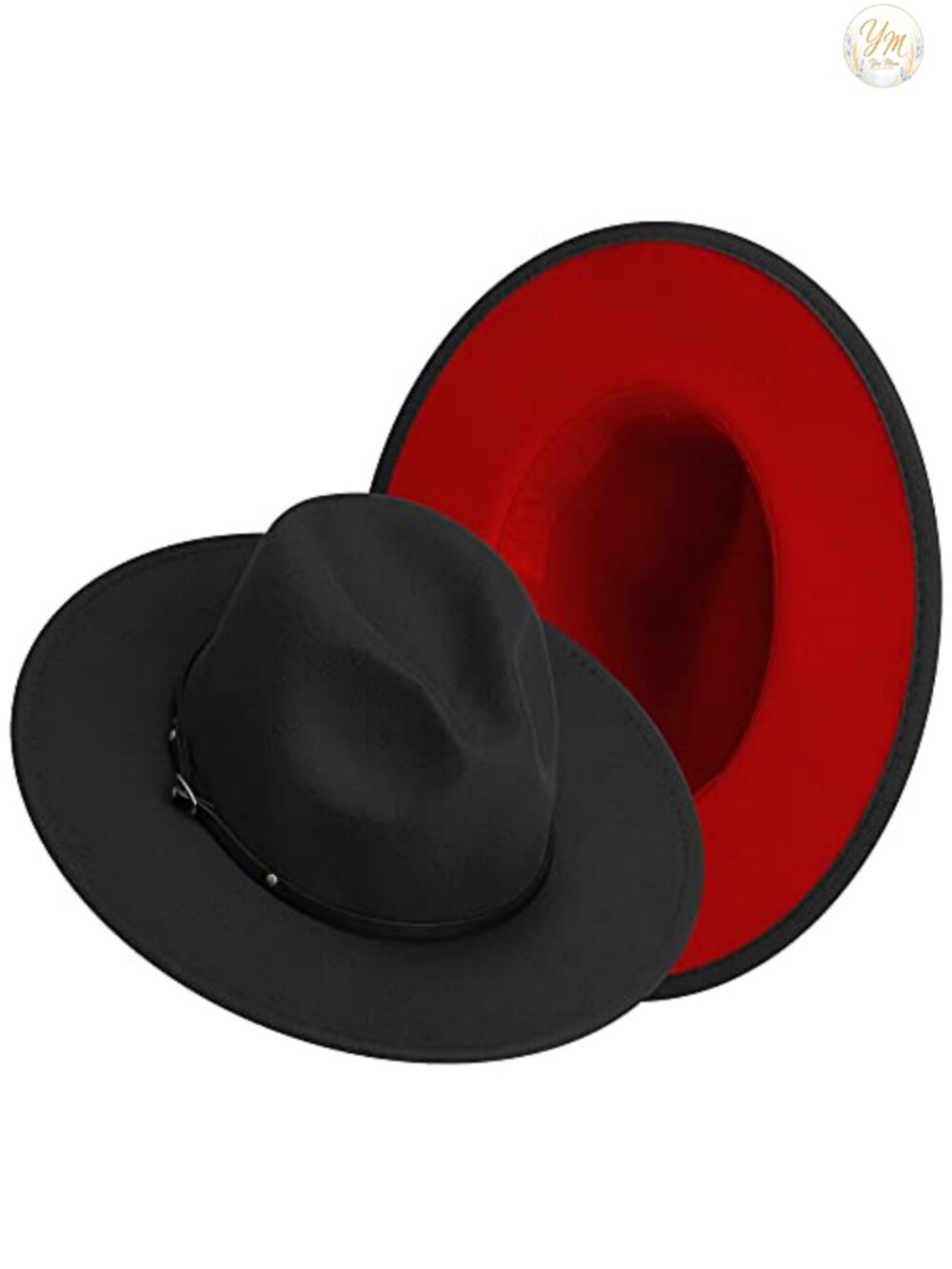 Wide Brim Fedora Hat for Men & Women Felt Belt Buckle Adjustable